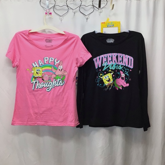 2-Pack SpongeBob Juniors Short & Long Sleeve Tees - Picture 6 of 9